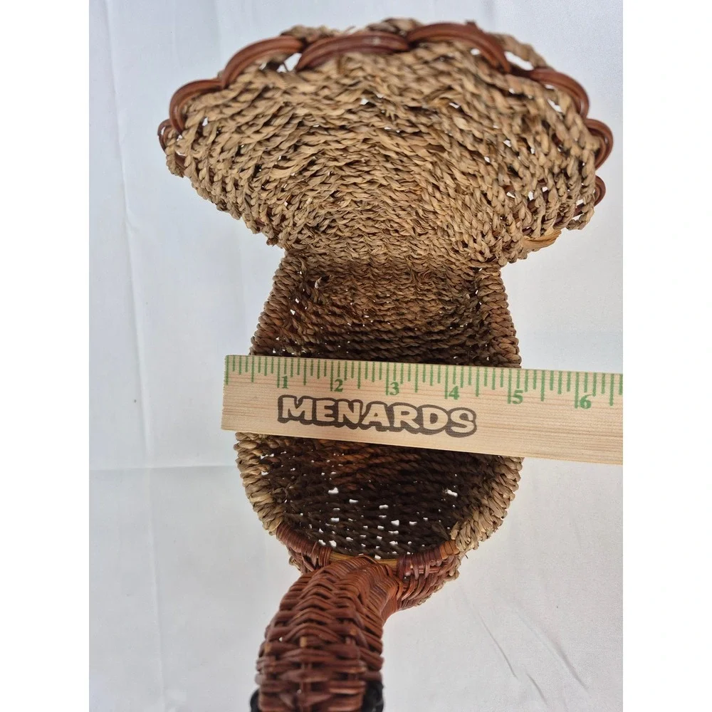 Vintage Woven Turkey Basket Thanksgiving Centerpiece Wicker Seagrass Decor Brown